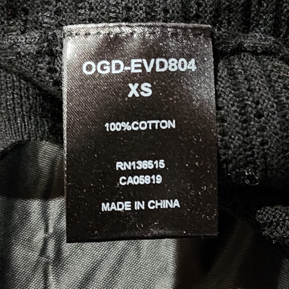 Revolve One Grey Day Textured Ribbed Long Sleeve Top Black 100% Cotton Size XS - Picture 6 of 6